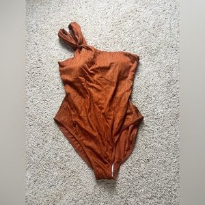 Gold Shimmery One Piece Swim Suit / Baiting Suit Sz. XL